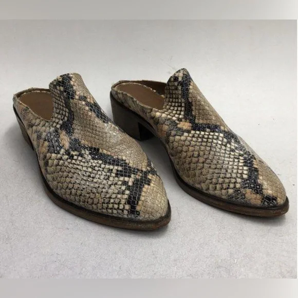 Frye Leather Melanie Snakeskin Embossed Mule - Picture 1 of 7